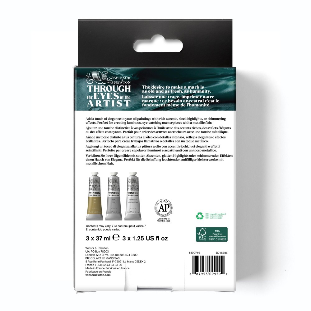 Set of Winton Oil Colour paints - Winsor & Newton - Metallic 3 pcs x 37 ml