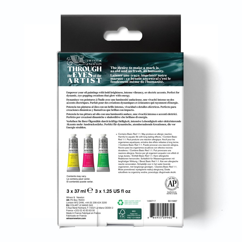 Zestaw farb olejnych Winton Fluo - Winsor & Newton - 3 x 37 ml