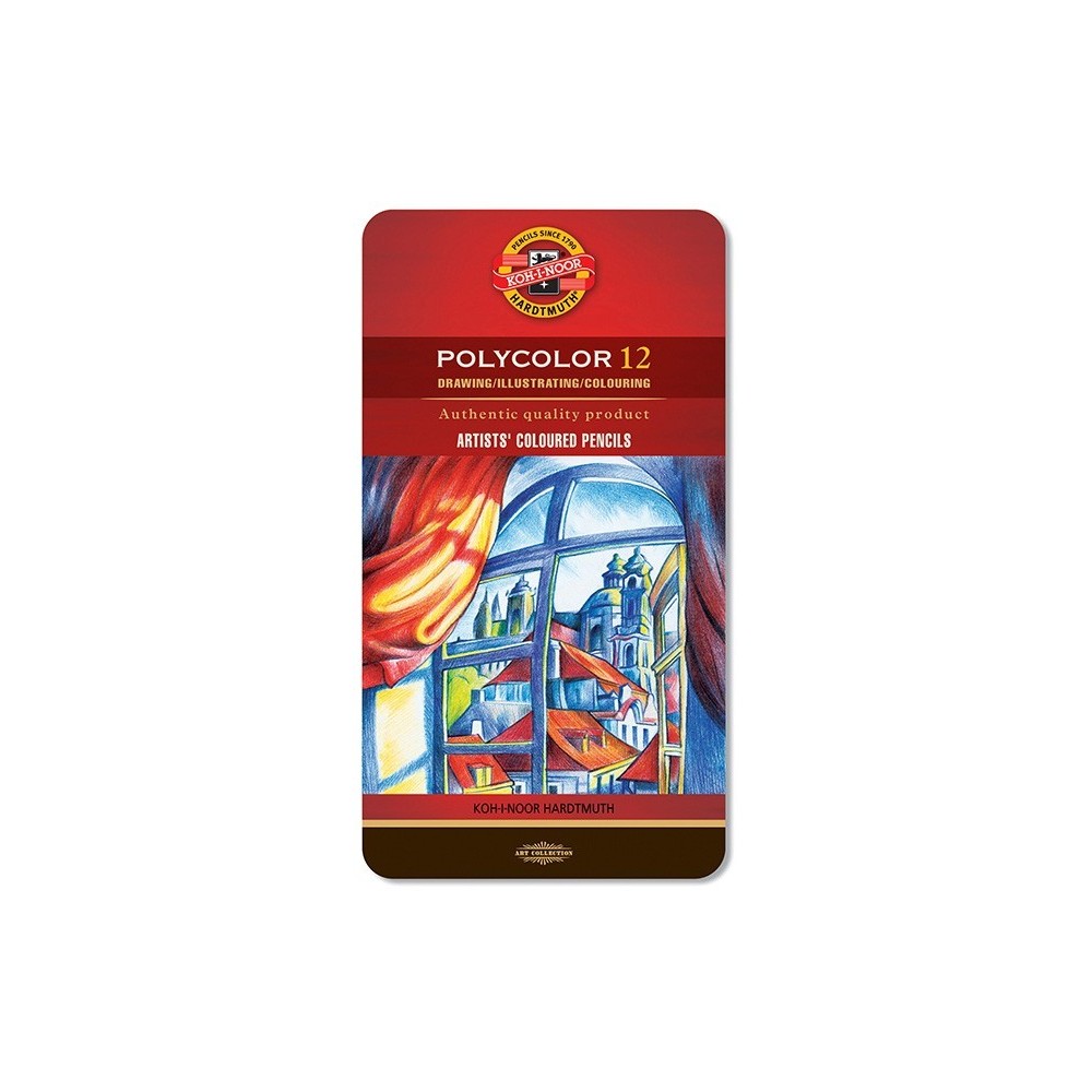 Zestaw kredek Polycolor - Koh-I-Noor - metalowe opakowanie, 12 szt.