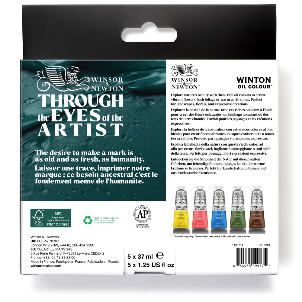 Set of Winton Oil Colour paints - Winsor & Newton - Botanic 5 pcs x 37 ml