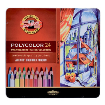 Zestaw kredek Polycolor - Koh-I-Noor - metalowe opakowanie, 24 szt.