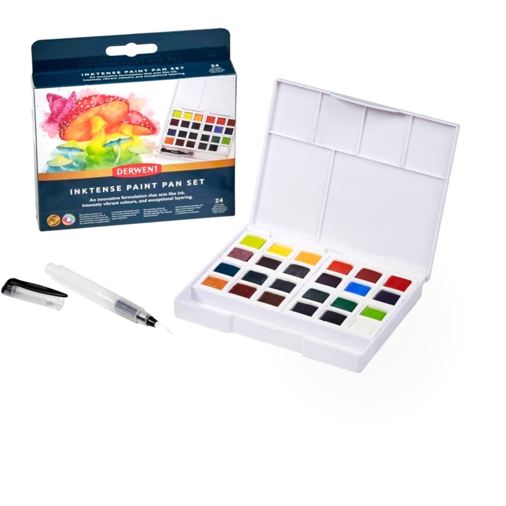 Zestaw tuszów akwarelowych Inktense w kostkach - Derwent - 24 szt.