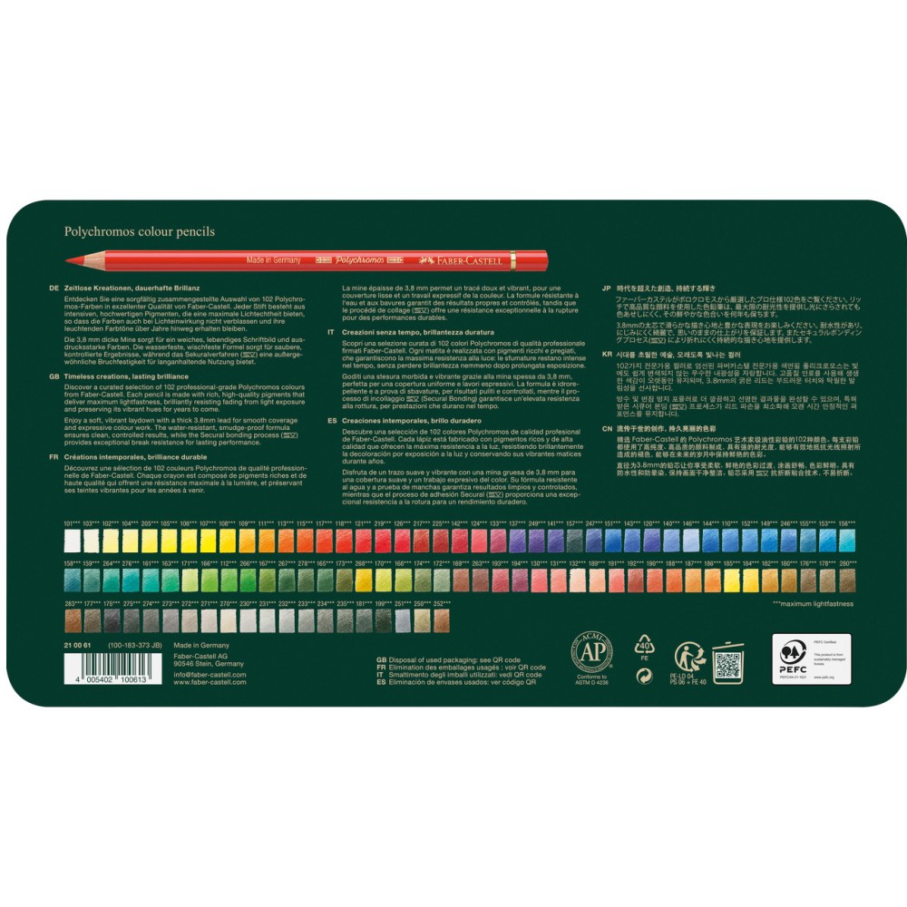 Zestaw kredek Polychromos w metalowym etui - Faber-Castell - 102 szt.