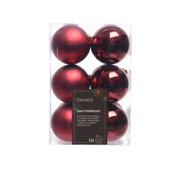 Shatterproof baubles - bordeaux 6 cm 12 pcs.