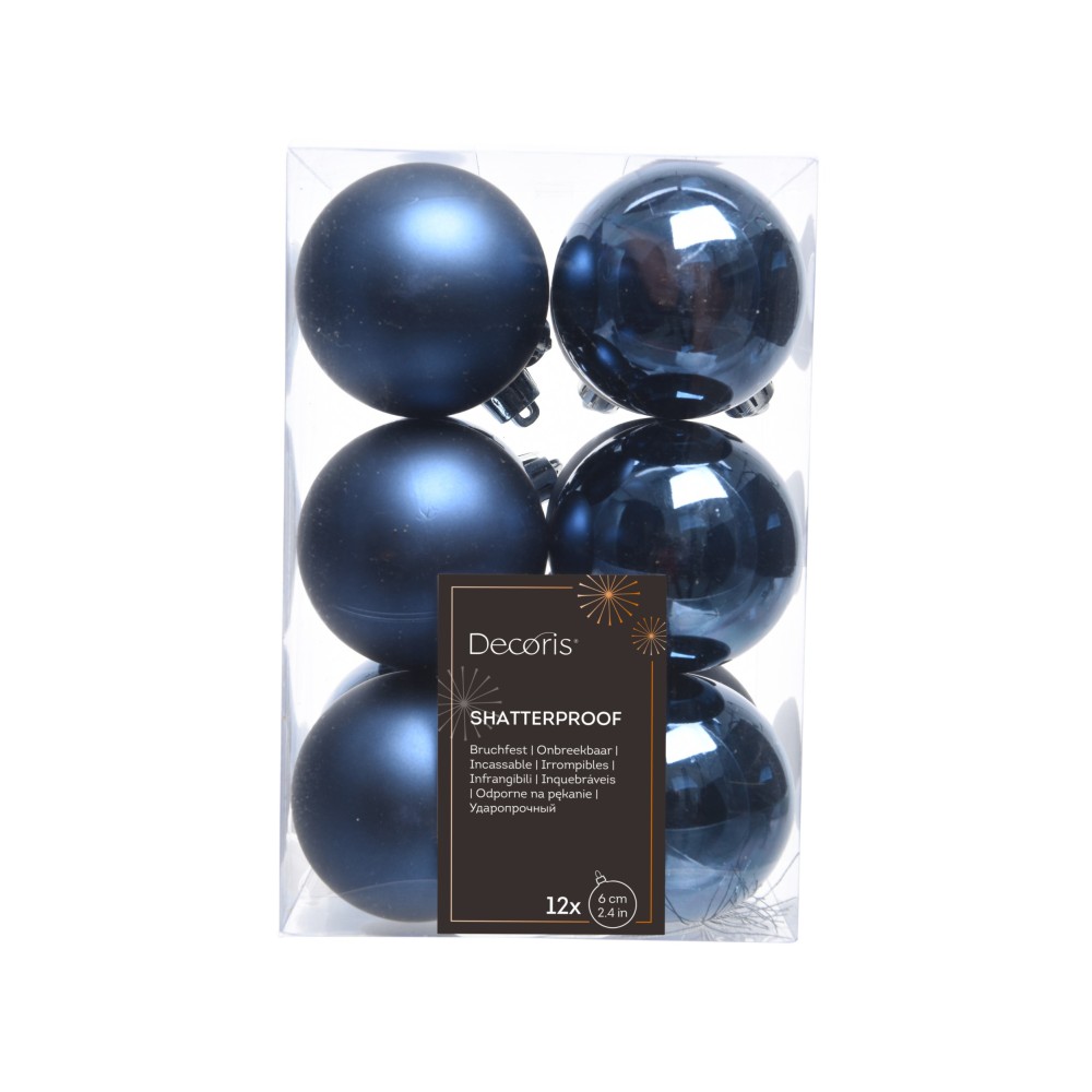 Bombki choinkowe nietłukące - granatowe 6 cm 12 szt.
