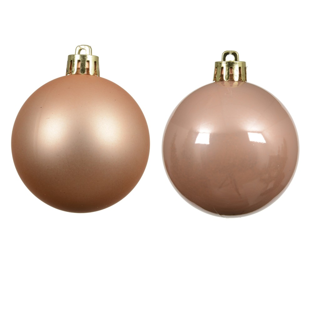 Shatterproof baubles - peach pearl 6 cm 12 pcs.