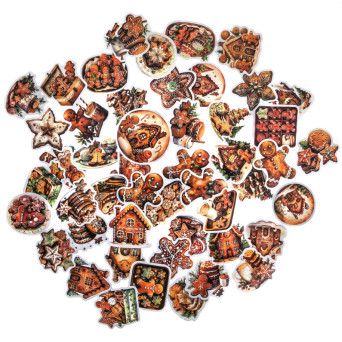 Naklejki świąteczne winylowe Gingerbread - DpCraft - 50 szt.