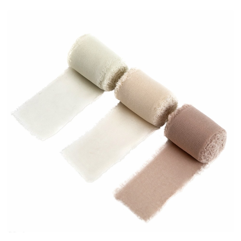 Chiffon ribbons Cream Beige - DpCraft - 4 cm x 5 m 3 pcs.