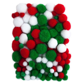 Assorted Poliester Pompoms - DpCraft - colorful, 140 pcs.