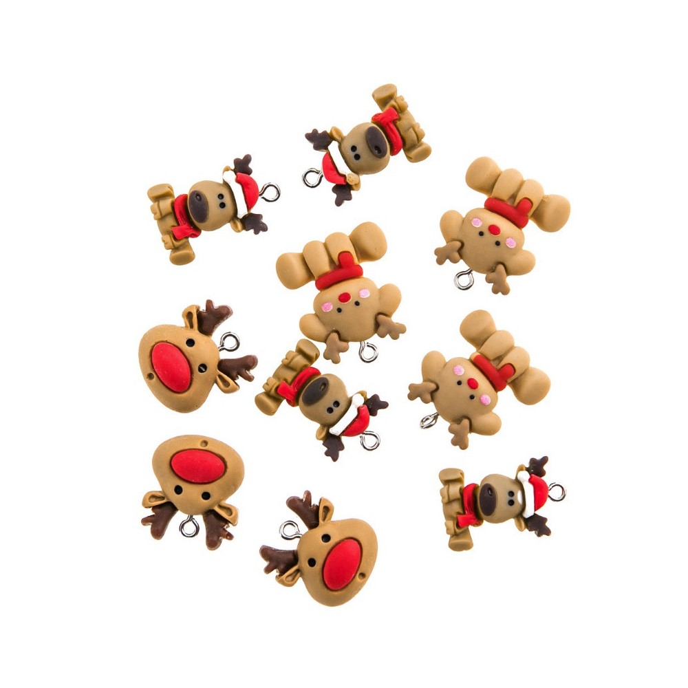 Zawieszki z żywicy Reniferki 3D Jolly Reindeers - DpCraft - 10 szt.