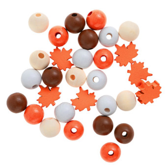 Set of wooden beads Autumn - DpCraft - 16 mm 30 pcs.