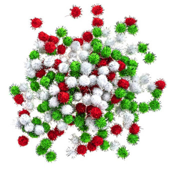 Polyester metallic pompoms - DpCraft - 200 pcs.
