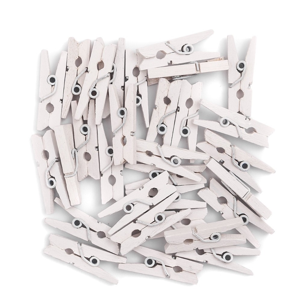 Mini wooden clips - DpCraft - white 2,5 cm 30 pcs.