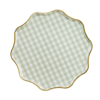 Talerzyki papierowe Kratka - zielone 23 cm 6 szt.