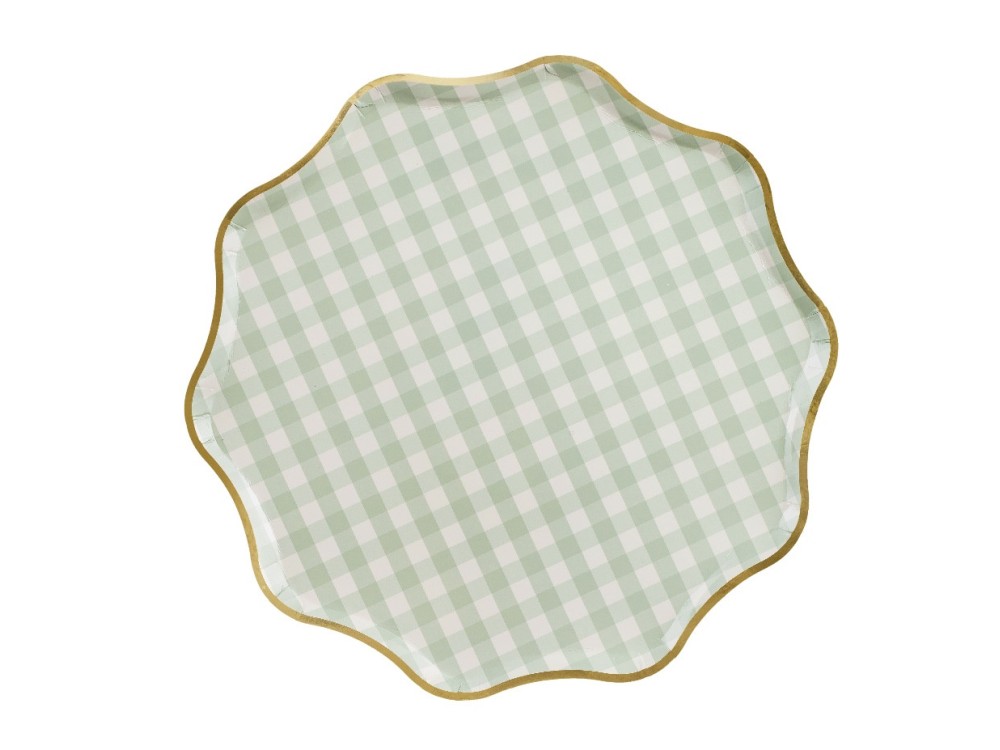 Paper plates Checkered - green 23 cm 6 pcs.