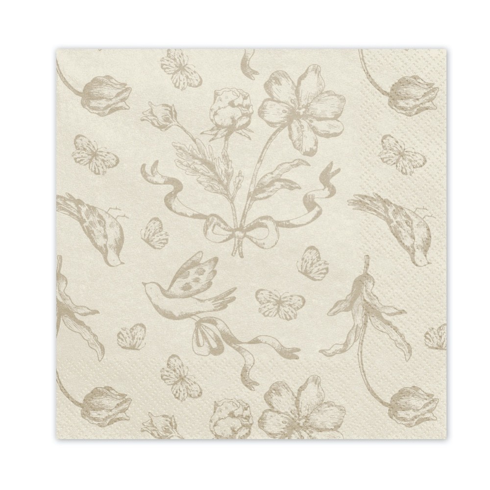 Paper napkins Flowers - beige 12 pcs.