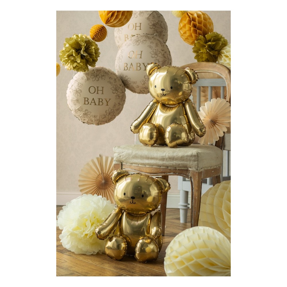 Foil balloon Teddy Bear - gold 43 x 53 cm