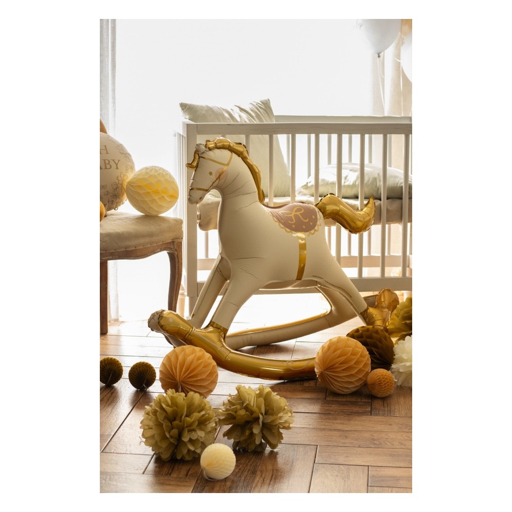 Foil balloon Rocking Horse - gold 118 x 104 cm