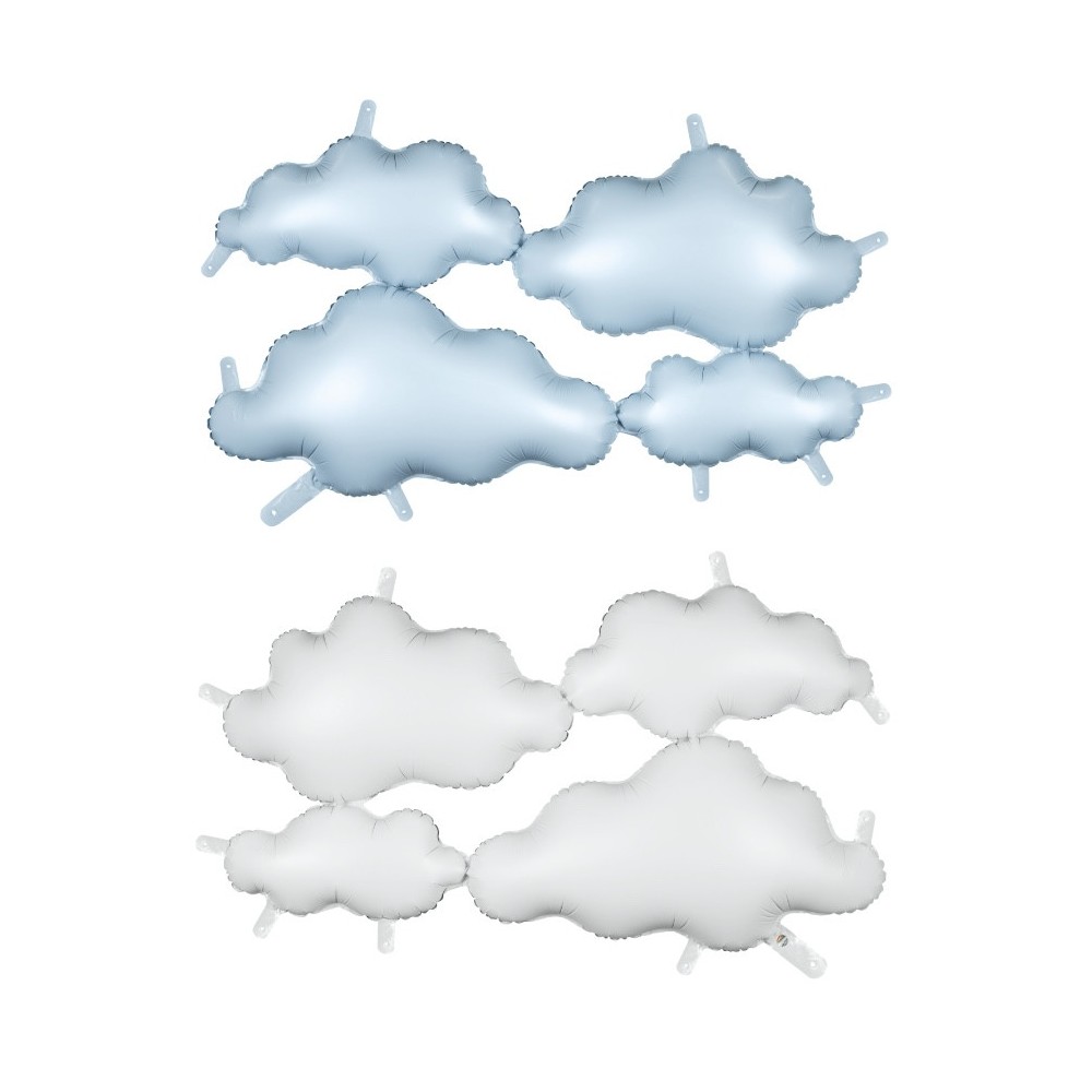 Foil balloon double-sided Clouds - white and blue 99 x 52 cm