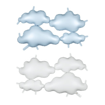 Foil balloon double-sided Clouds - white and blue 99 x 52 cm