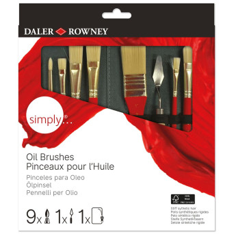 Set of Simply Oil brushes and accessories - Daler Rowney - 10 pcs.