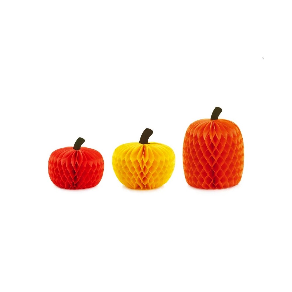 Dekoracje papierowe honeycomb Dynie - 3 szt.