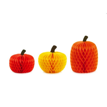 Honeycomb paper decorations Pumpkins - 3 pcs.