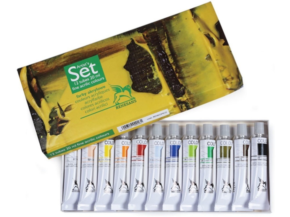 Zestaw farb akrylowych Colours - Renesans - 12 x 20 ml