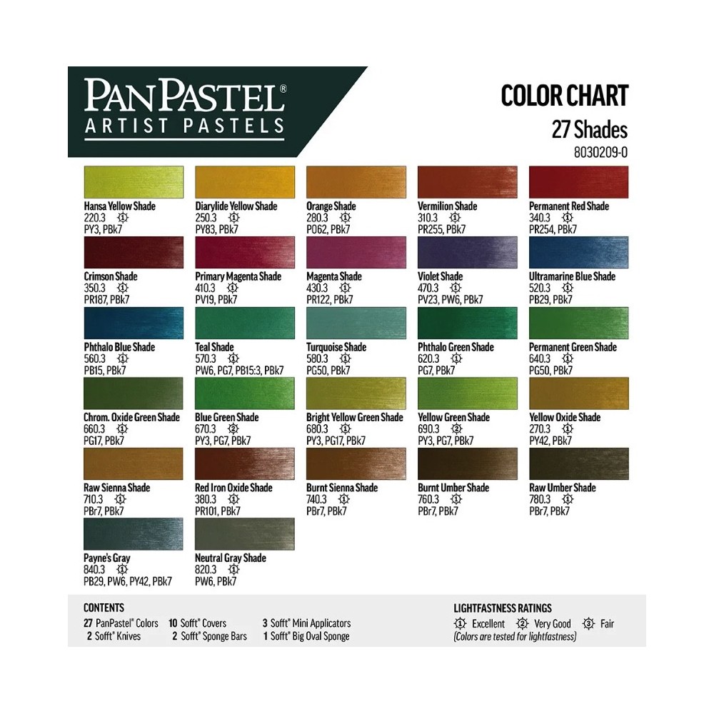 Zestaw suchych pasteli PanPastel Shades - 27 kolorów