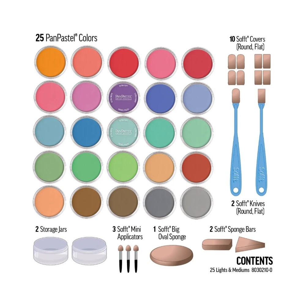 Set of Ultra Soft PanPastels Lights & Mediums - 25 colors