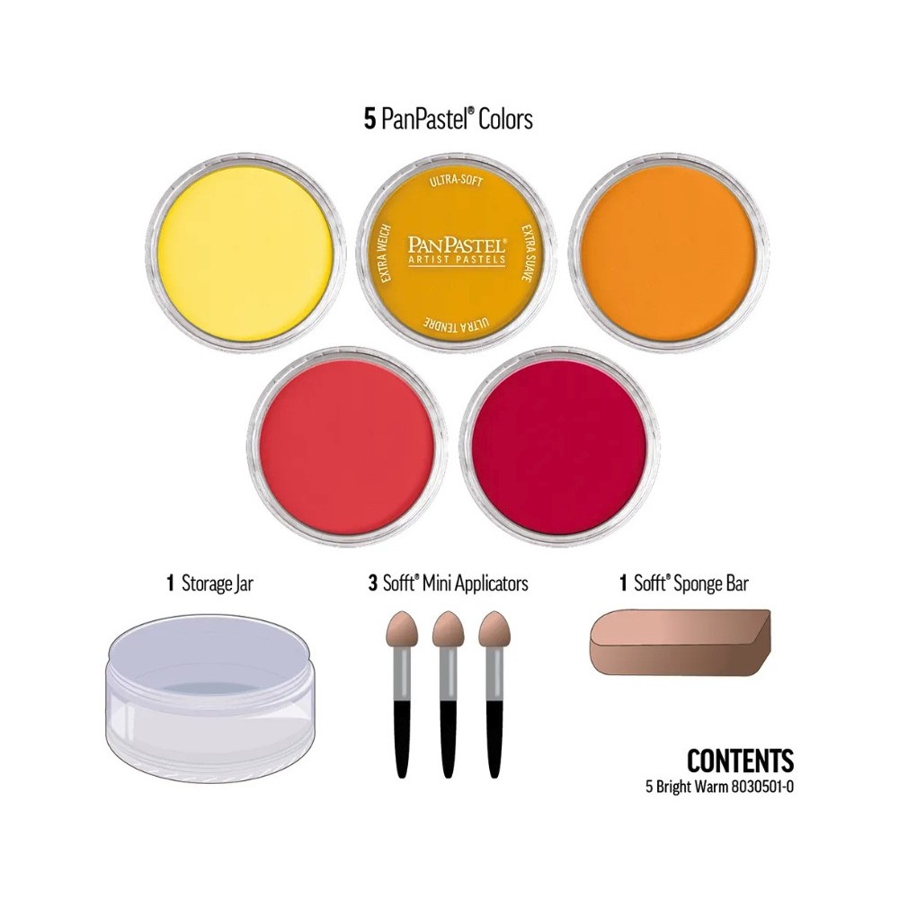 Zestaw suchych pasteli PanPastel Bright Warm - 5 kolorów