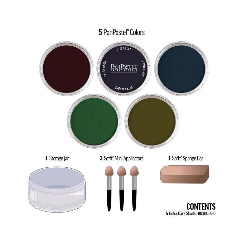 Zestaw suchych pasteli PanPastel Extra Dark Shades - 5 kolorów
