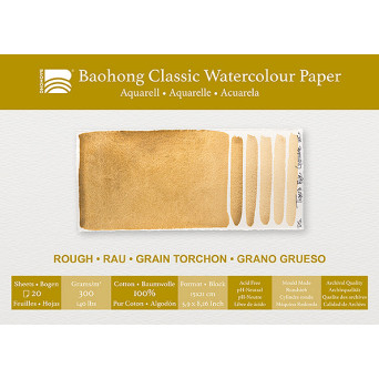 Blok do akwareli Classic Watercolour 15 x 21 cm - Baohong - rough 300 g 24 ark.