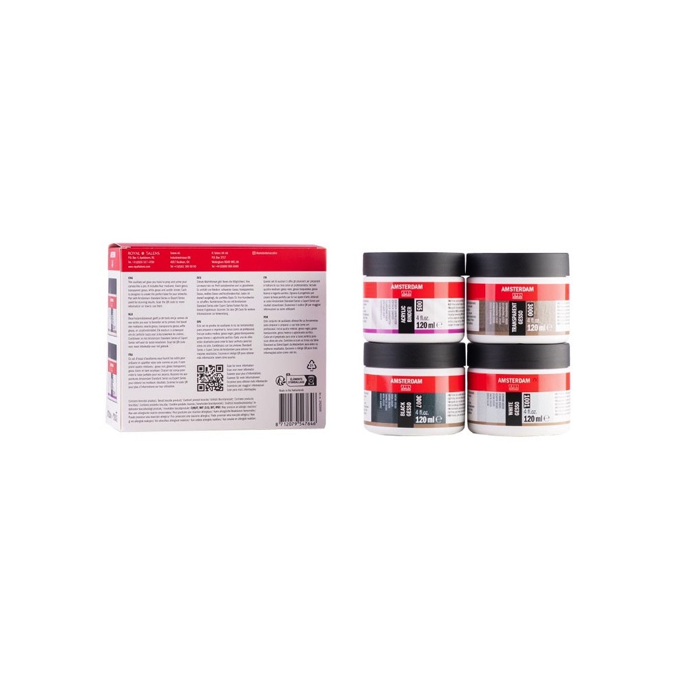 Zestaw mediów do farb Prep & Prime - Amsterdam - 4 x 120 ml