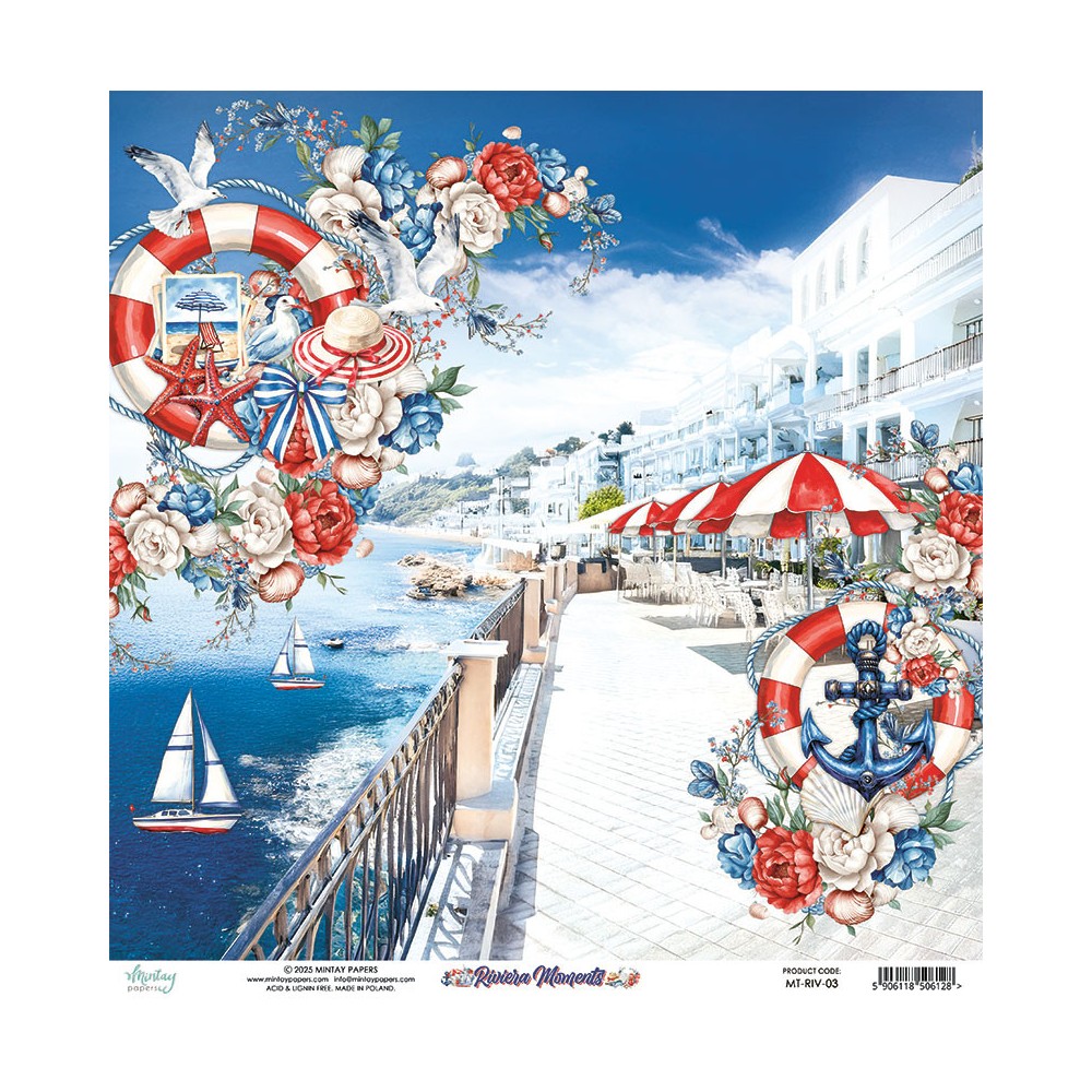 Scrapbooking paper 30,5 x 30,5 cm - Mintay - Riviera Moments 03