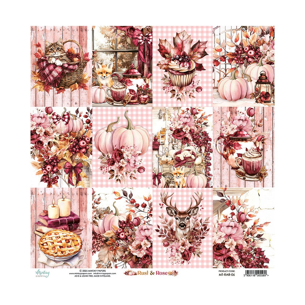 Scrapbooking paper 30,5 x 30,5 cm - Mintay - Rust & Rose 06