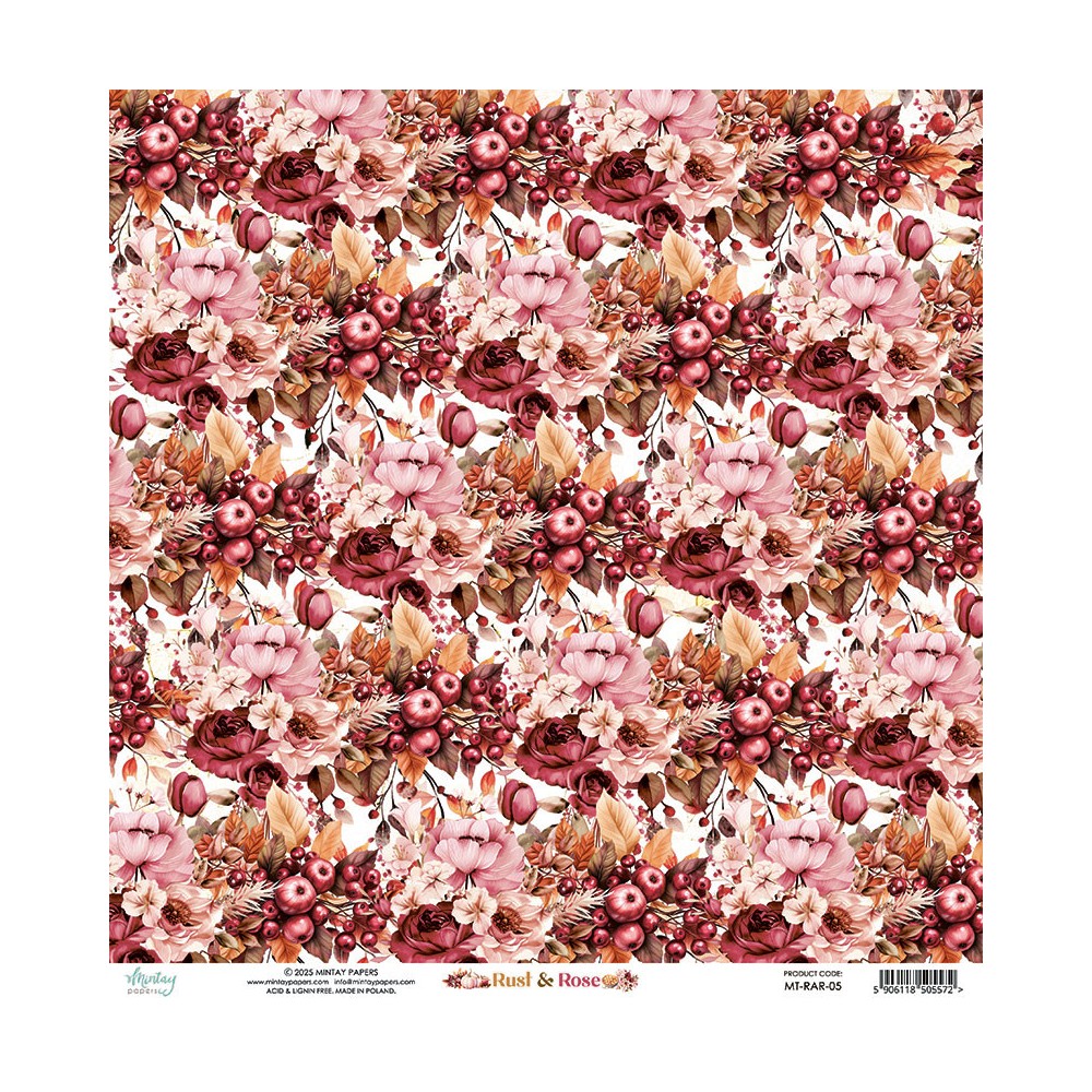 Papier do scrapbookingu 30,5 x 30,5 cm - Mintay - Rust & Rose 05