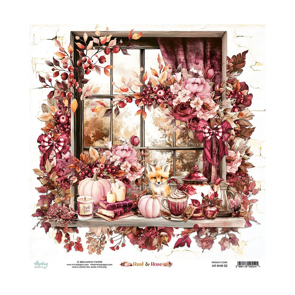Scrapbooking paper 30,5 x 30,5 cm - Mintay - Rust & Rose 02