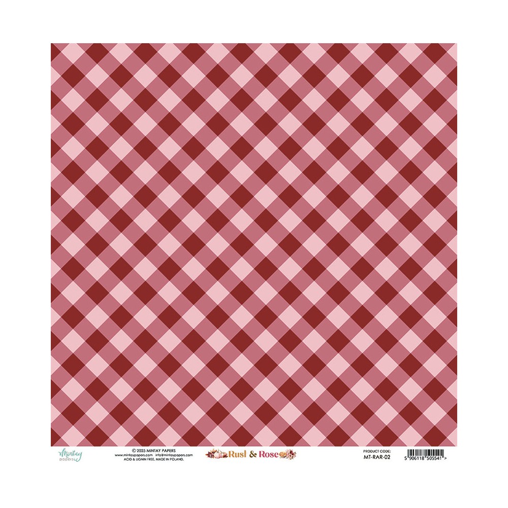 Scrapbooking paper 30,5 x 30,5 cm - Mintay - Rust & Rose 02