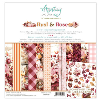Zestaw papierów do scrapbookingu 30,5 x 30,5 cm - Mintay - Rust & Rose