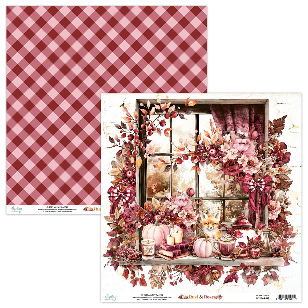 Zestaw papierów do scrapbookingu 30,5 x 30,5 cm - Mintay - Rust & Rose