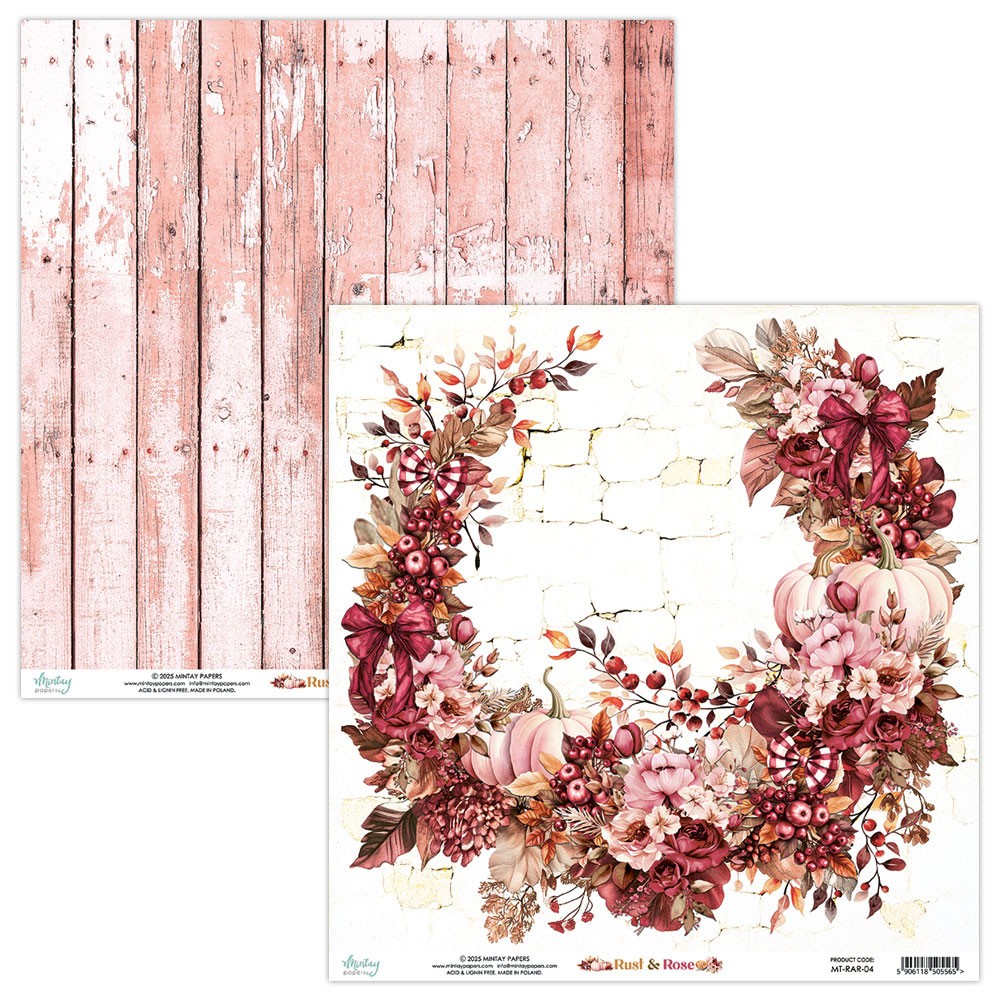 Zestaw papierów do scrapbookingu 30,5 x 30,5 cm - Mintay - Rust & Rose