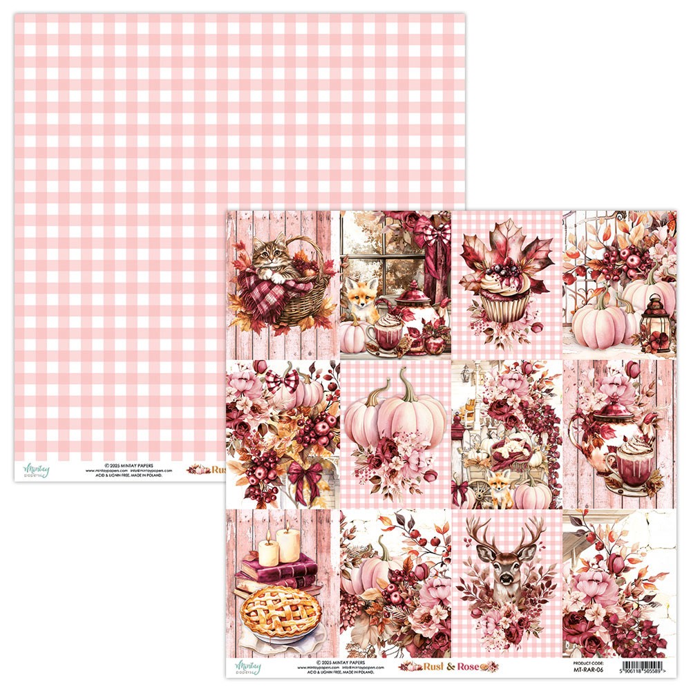 Zestaw papierów do scrapbookingu 30,5 x 30,5 cm - Mintay - Rust & Rose