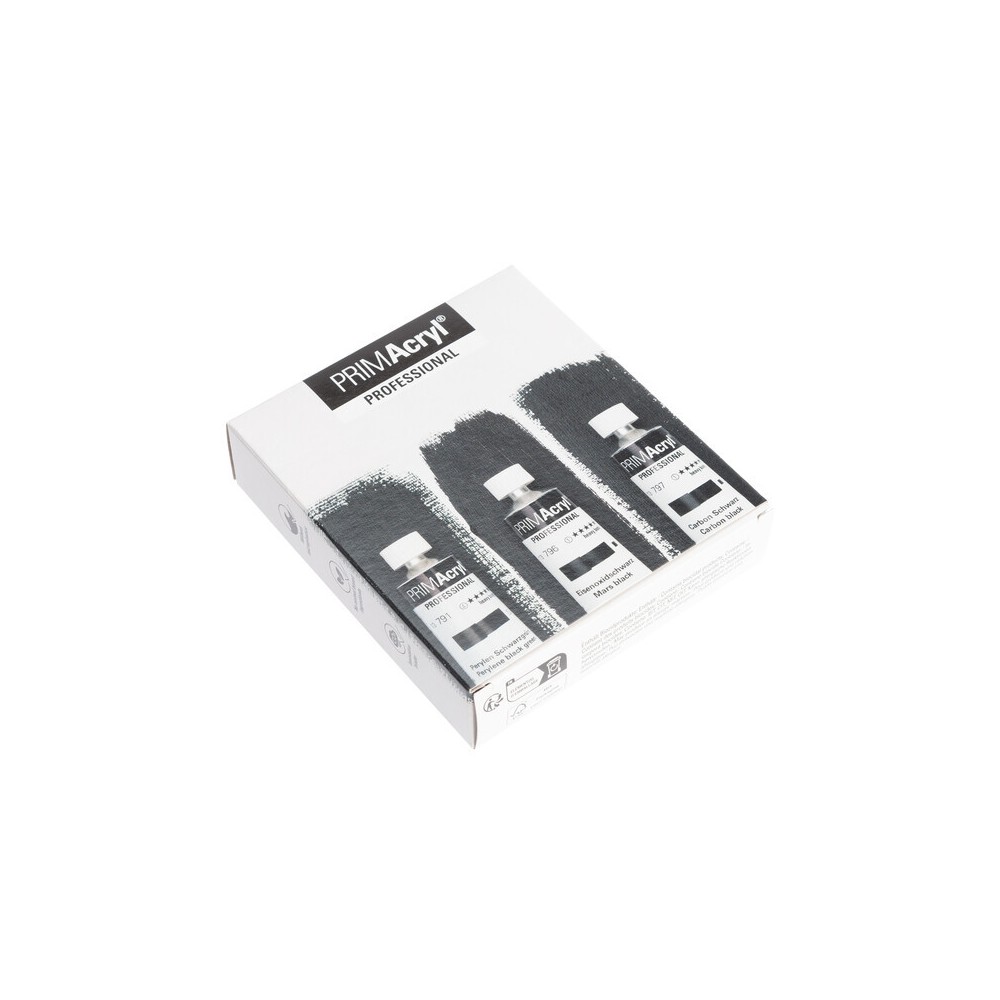 Set of PRIMAcryl professional acrylic paints Black Shades - Schmincke - 3 x 35 ml