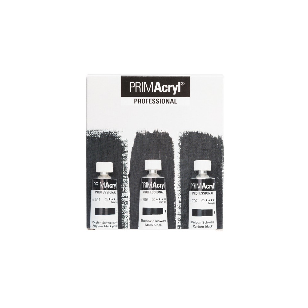 Set of PRIMAcryl professional acrylic paints Black Shades - Schmincke - 3 x 35 ml
