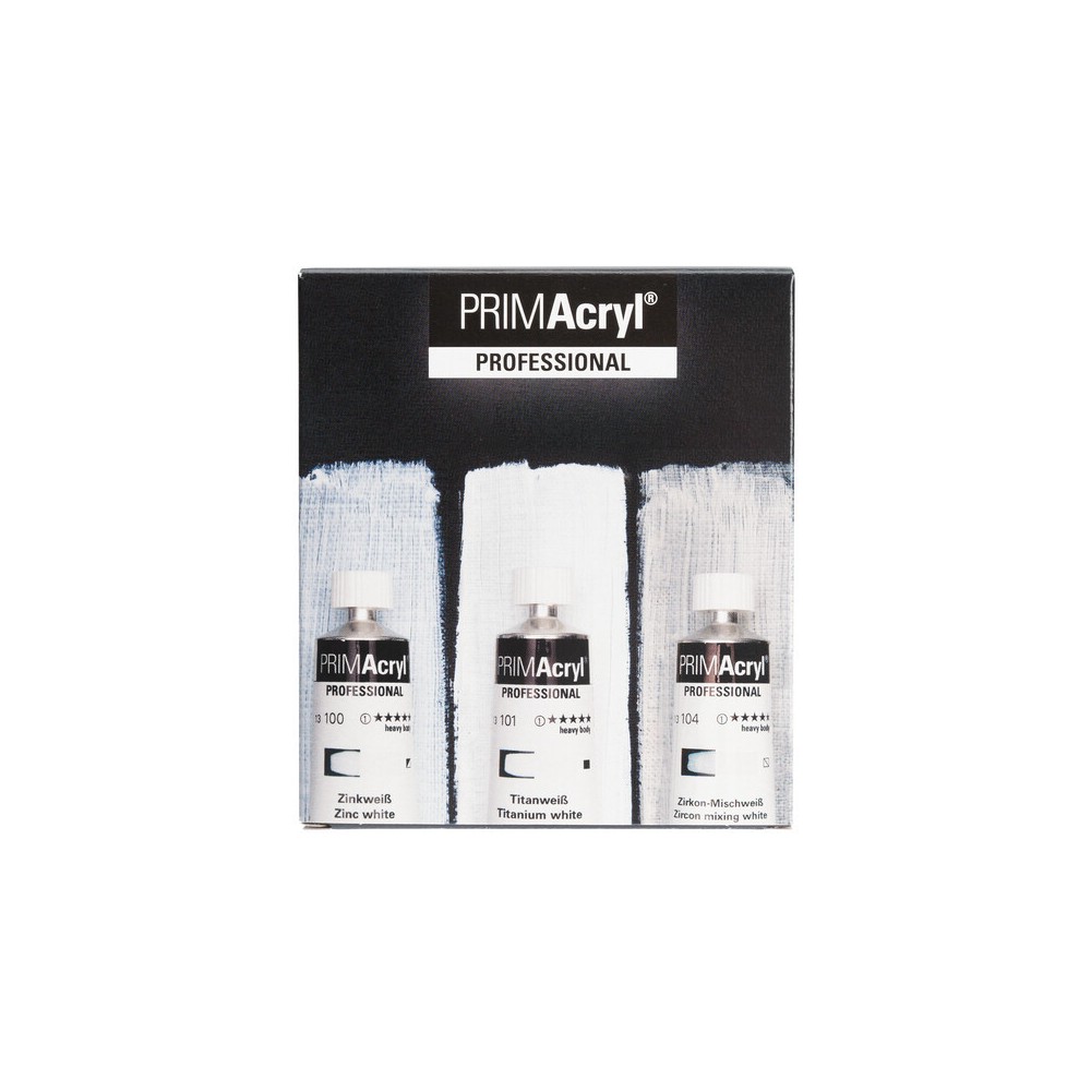 Set of PRIMAcryl professional acrylic paints White Shades - Schmincke - 3 x 35 ml