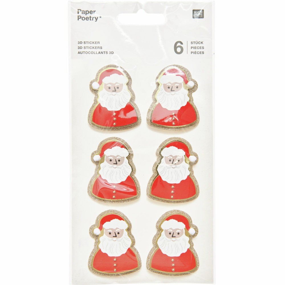 3D Christmas stickers Santa Claus - Paper Poetry - 6 pcs.