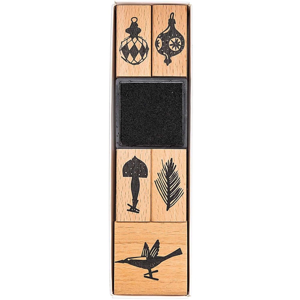 Set of wooden stamps Christmas Tree Decorations - Paper Poetry - 5 pcs.