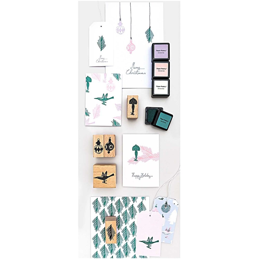 Set of wooden stamps Christmas Tree Decorations - Paper Poetry - 5 pcs.