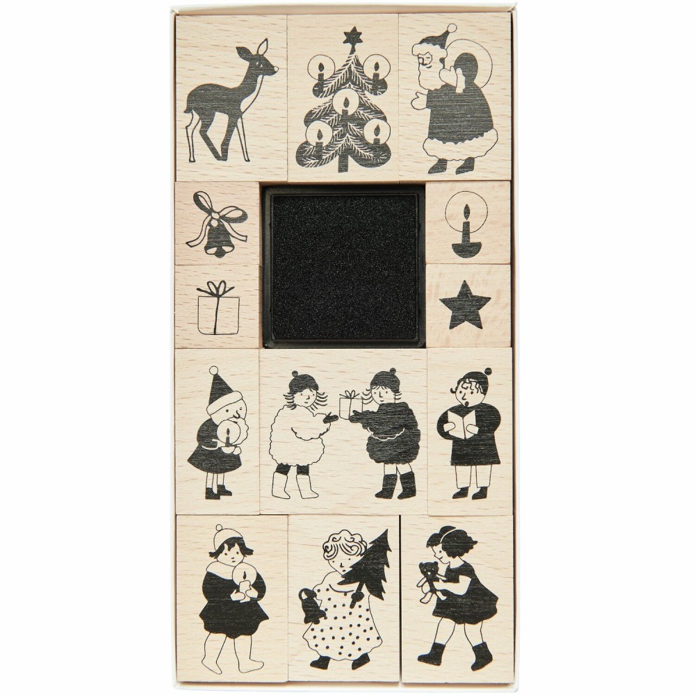 Zestaw stempli drewnianych Christmas Kids - Paper Poetry - 13 szt.